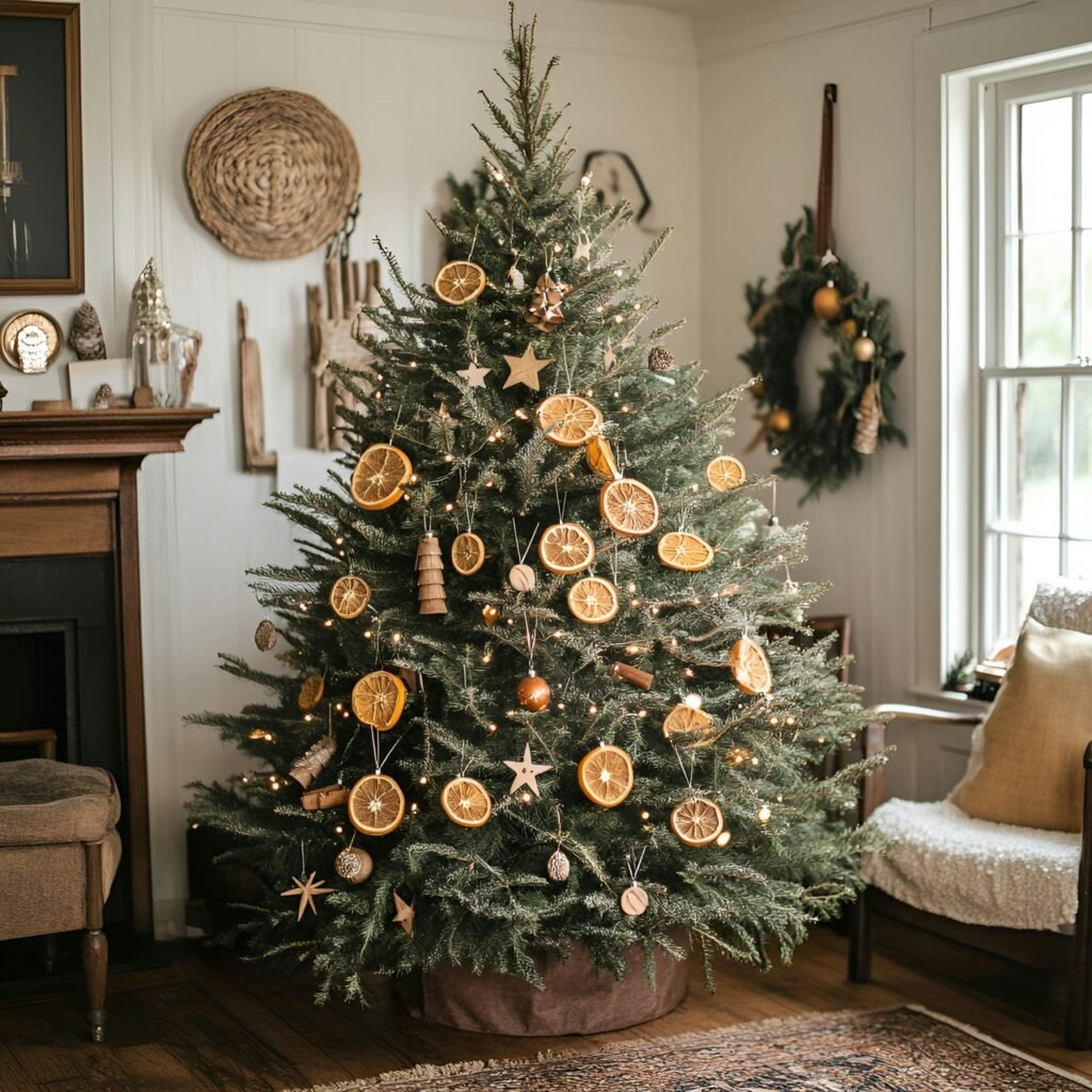 27. Living Potted Herb Christmas Tree with Fragrant Orange Slices