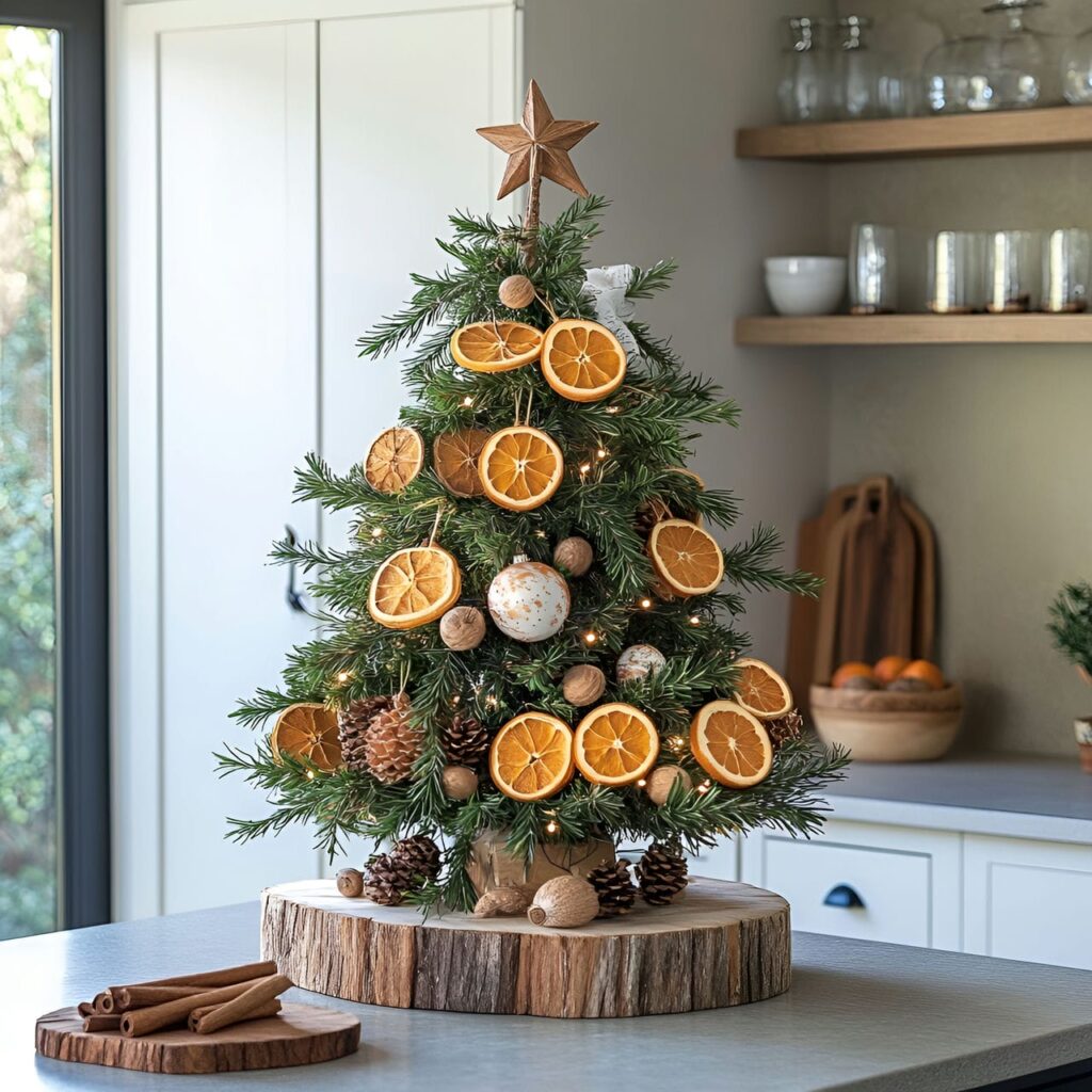 27. Living Potted Herb Christmas Tree with Fragrant Orange Slices