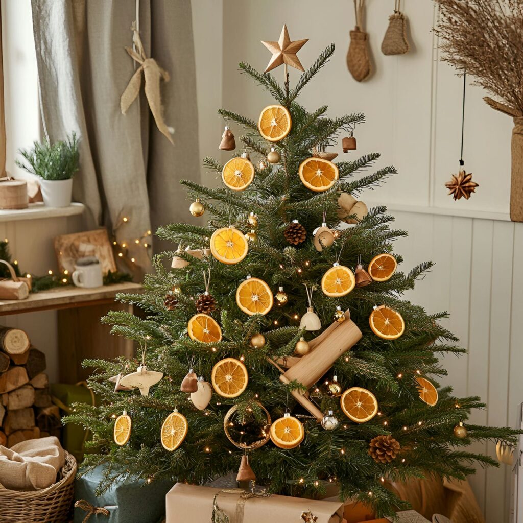 27. Living Potted Herb Christmas Tree with Fragrant Orange Slices