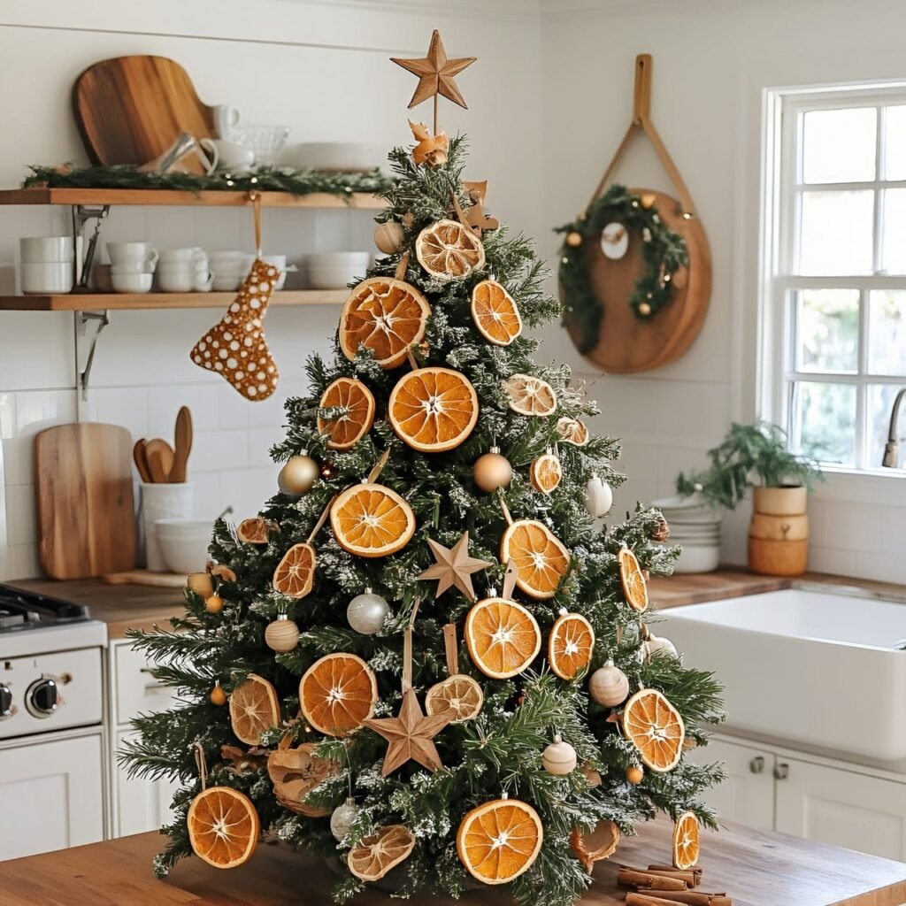 27. Living Potted Herb Christmas Tree with Fragrant Orange Slices