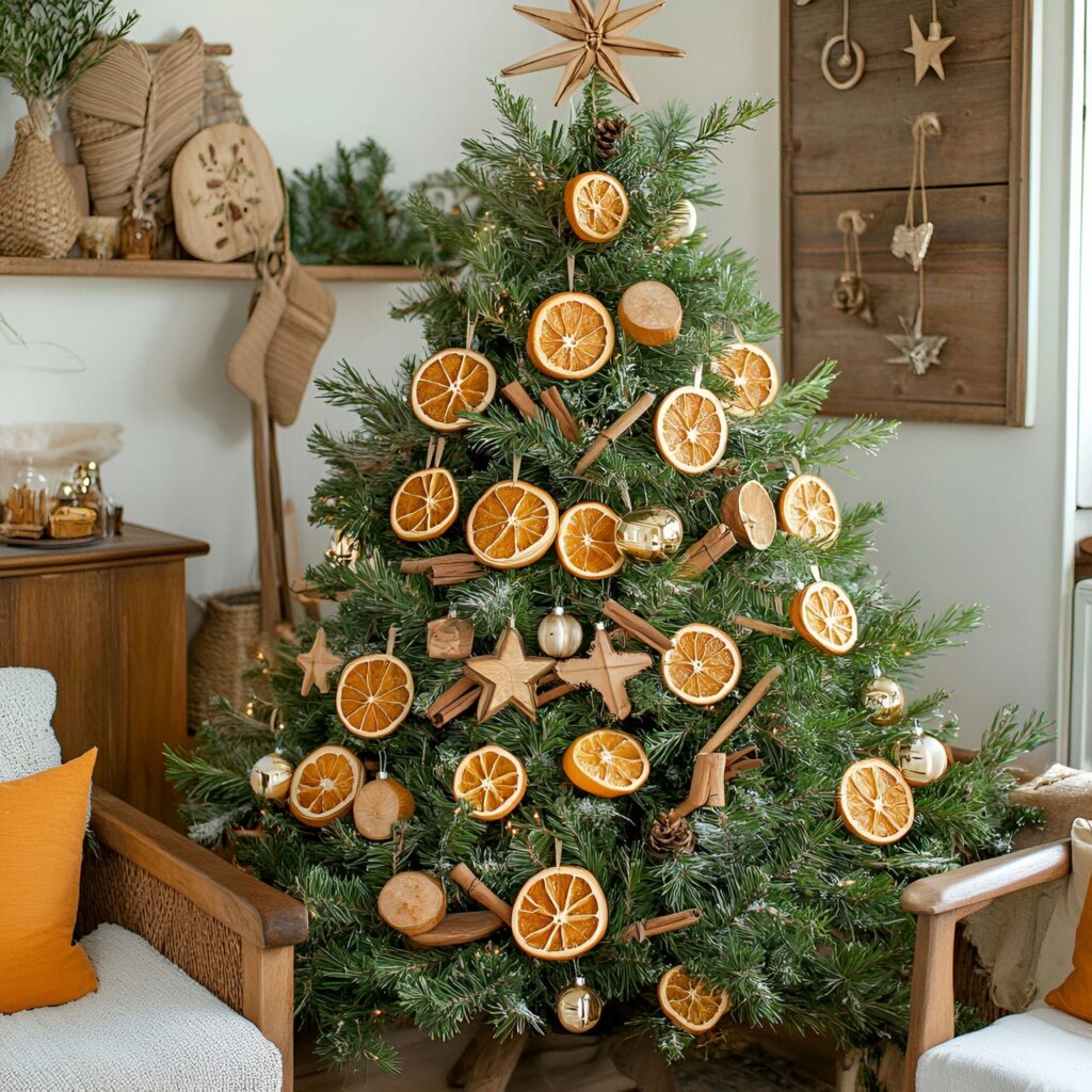 27. Living Potted Herb Christmas Tree with Fragrant Orange Slices