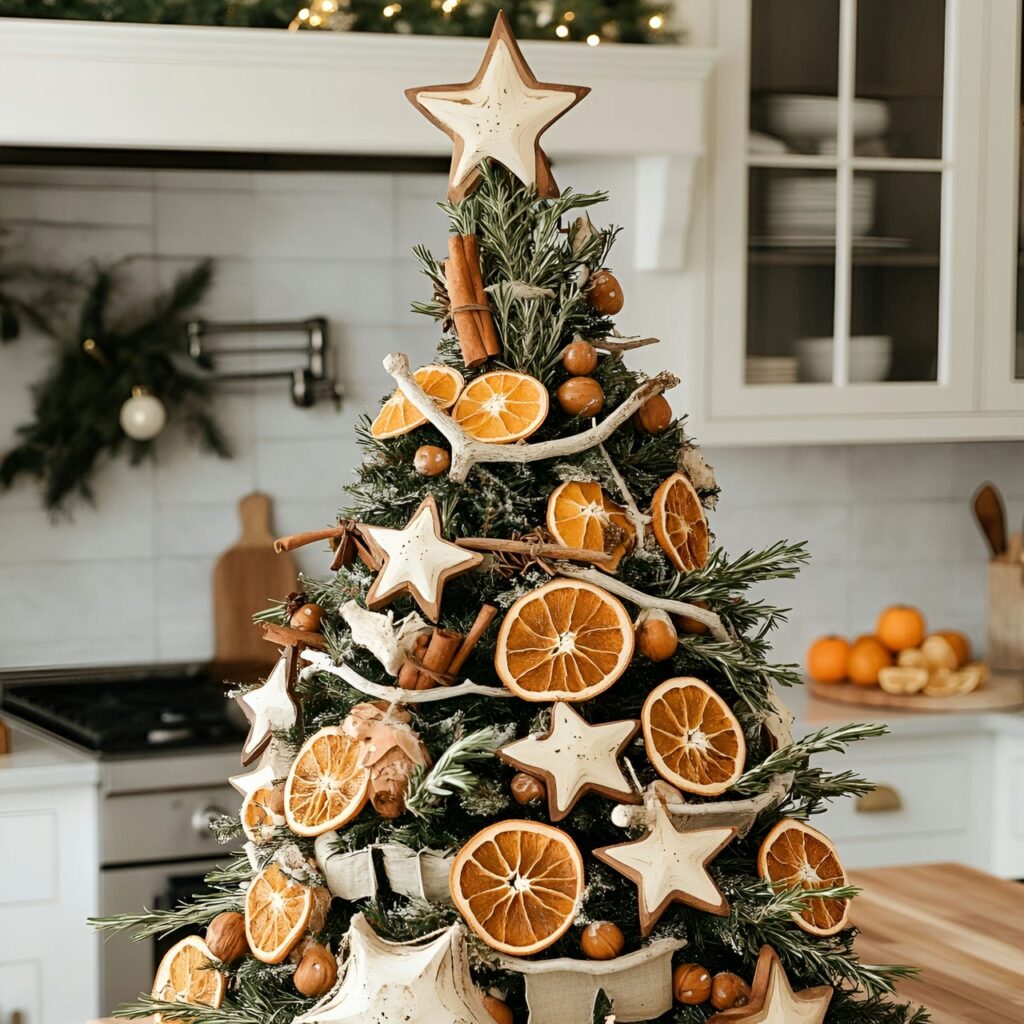 27. Living Potted Herb Christmas Tree with Fragrant Orange Slices