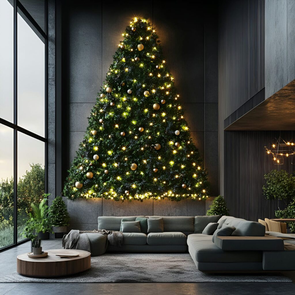 15. Living Wall Christmas Tree with Wooden Ornament Details