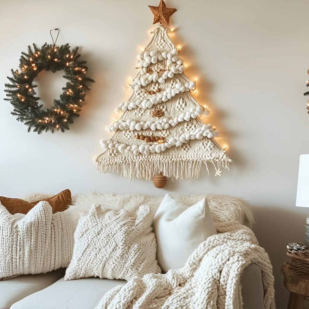 18. Macramé Christmas Tree with Boho Cotton Fiber Décor