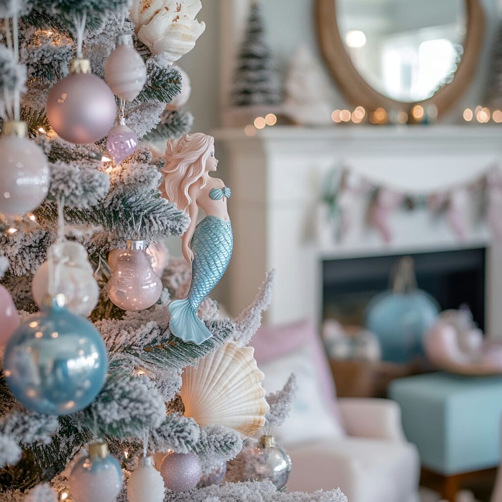 08. Magical Mermaid Pastel Christmas Tree with Oceanic Ornaments