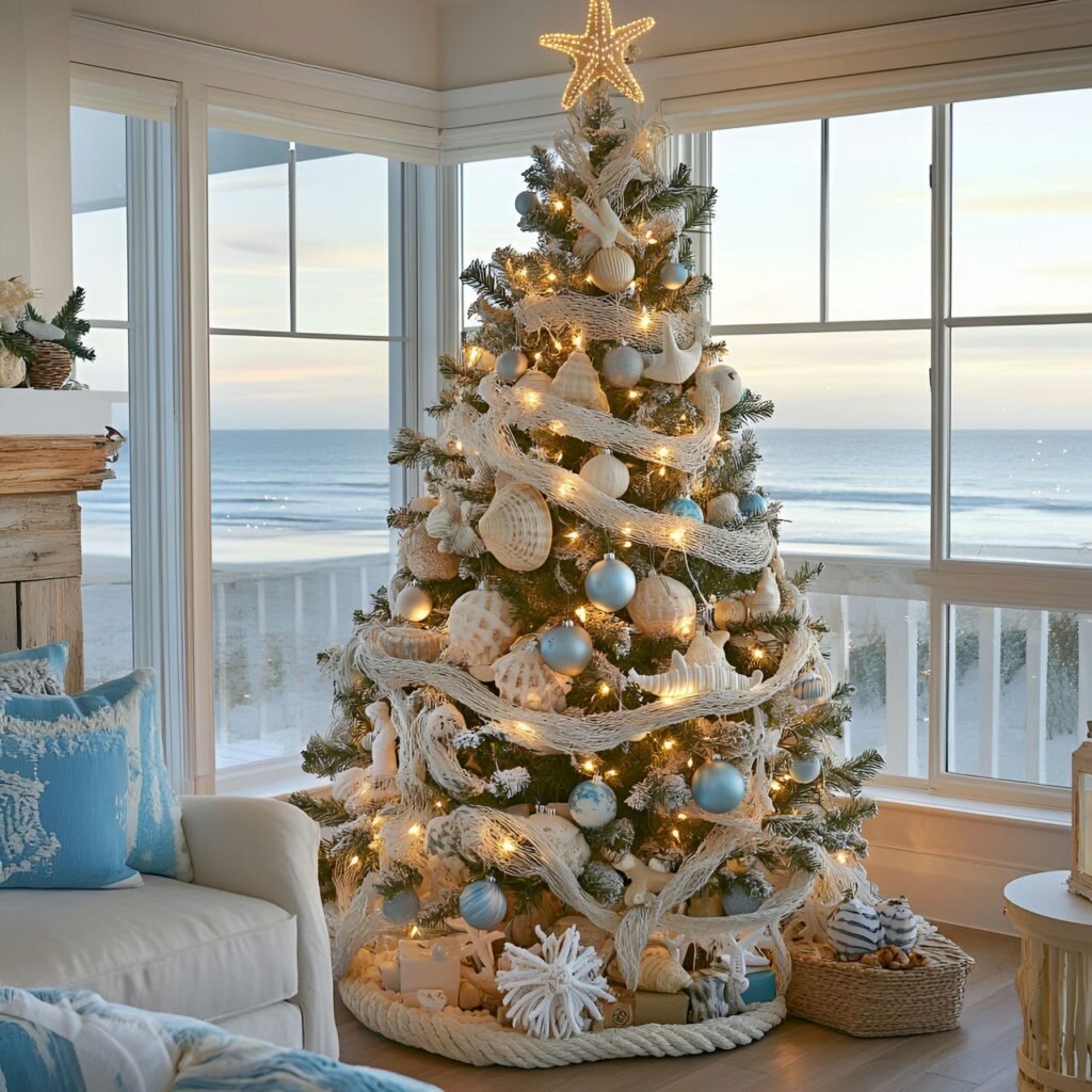 24. Nautical Christmas Tree: Coastal-Inspired Holiday Décor