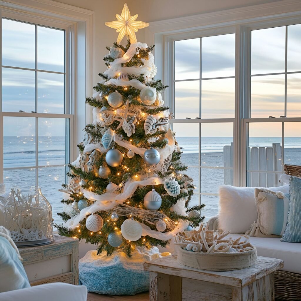 24. Nautical Christmas Tree: Coastal-Inspired Holiday Décor