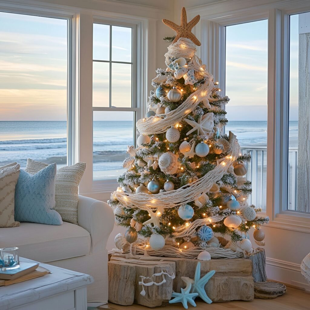 24. Nautical Christmas Tree: Coastal-Inspired Holiday Décor