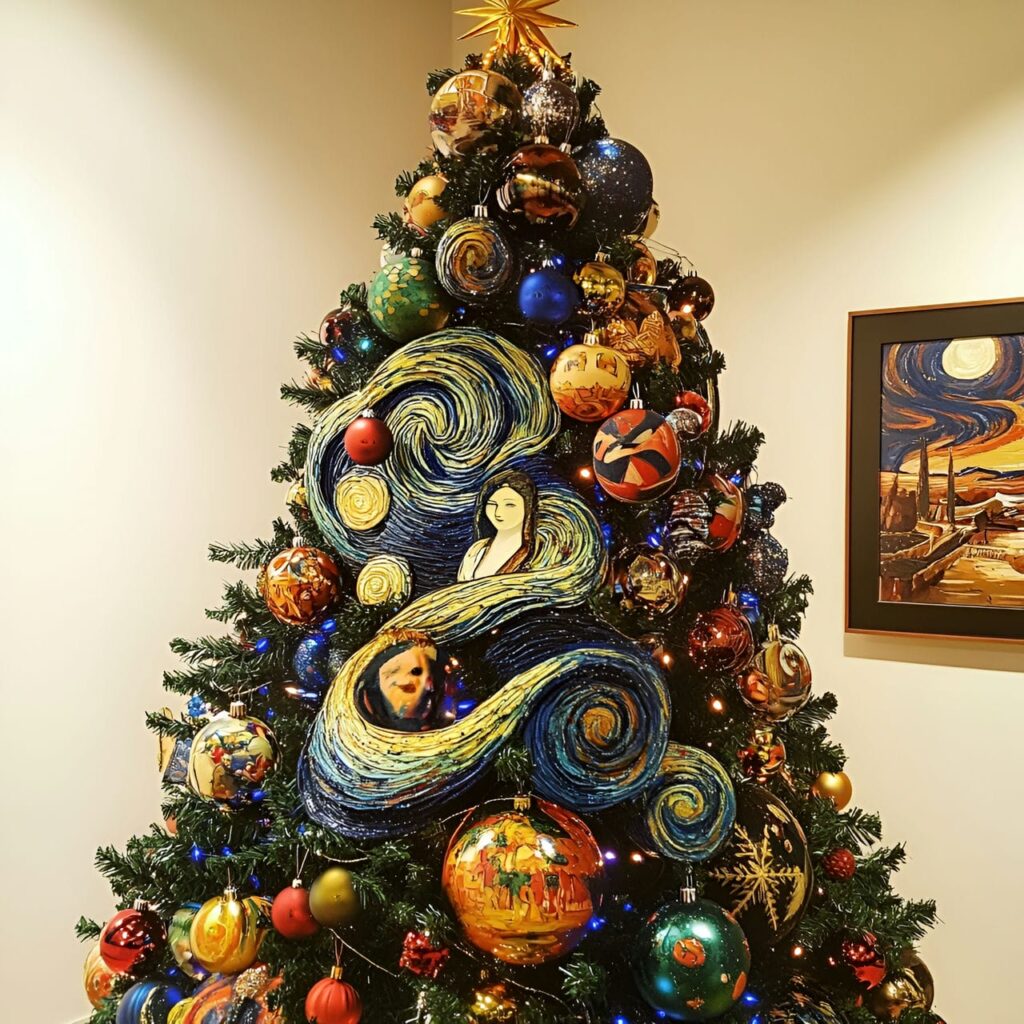 18. Art Lover’s Christmas Tree: A Creative and Colorful Holiday Masterpiece