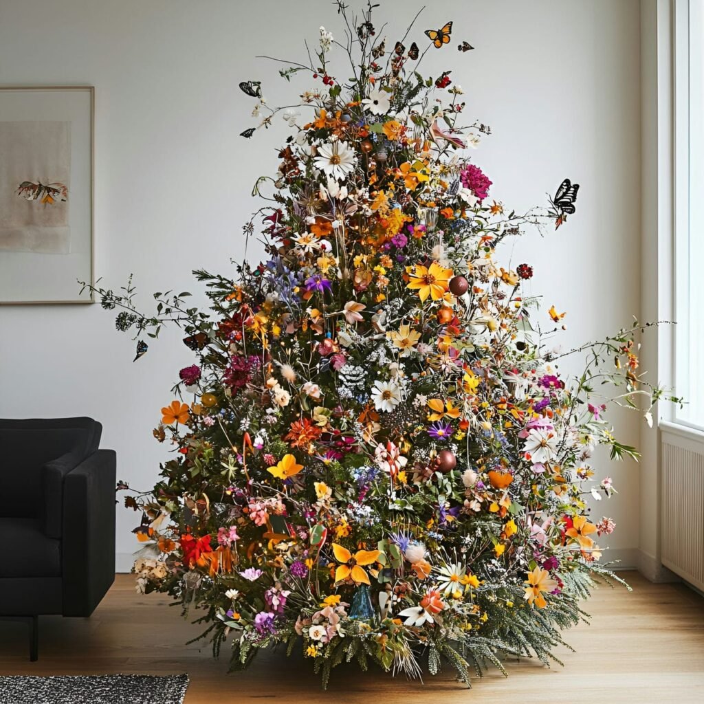 26. Meadow Flowers Tree with Wildflower, Butterfly, and Bee Décor