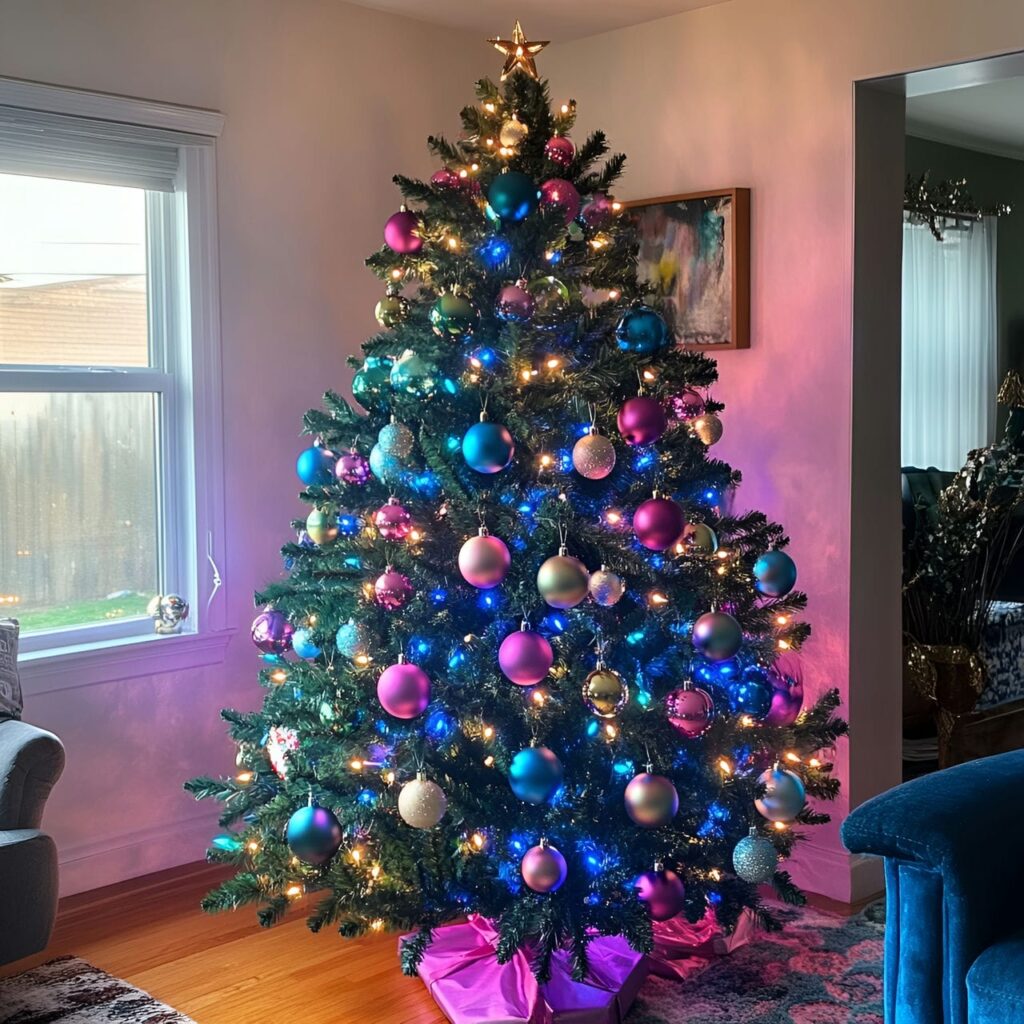 08. Metallic Multi-Colored Tree with Chic Ornaments