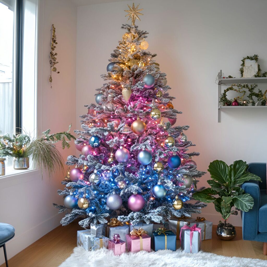 08. Metallic Multi-Colored Tree with Chic Ornaments