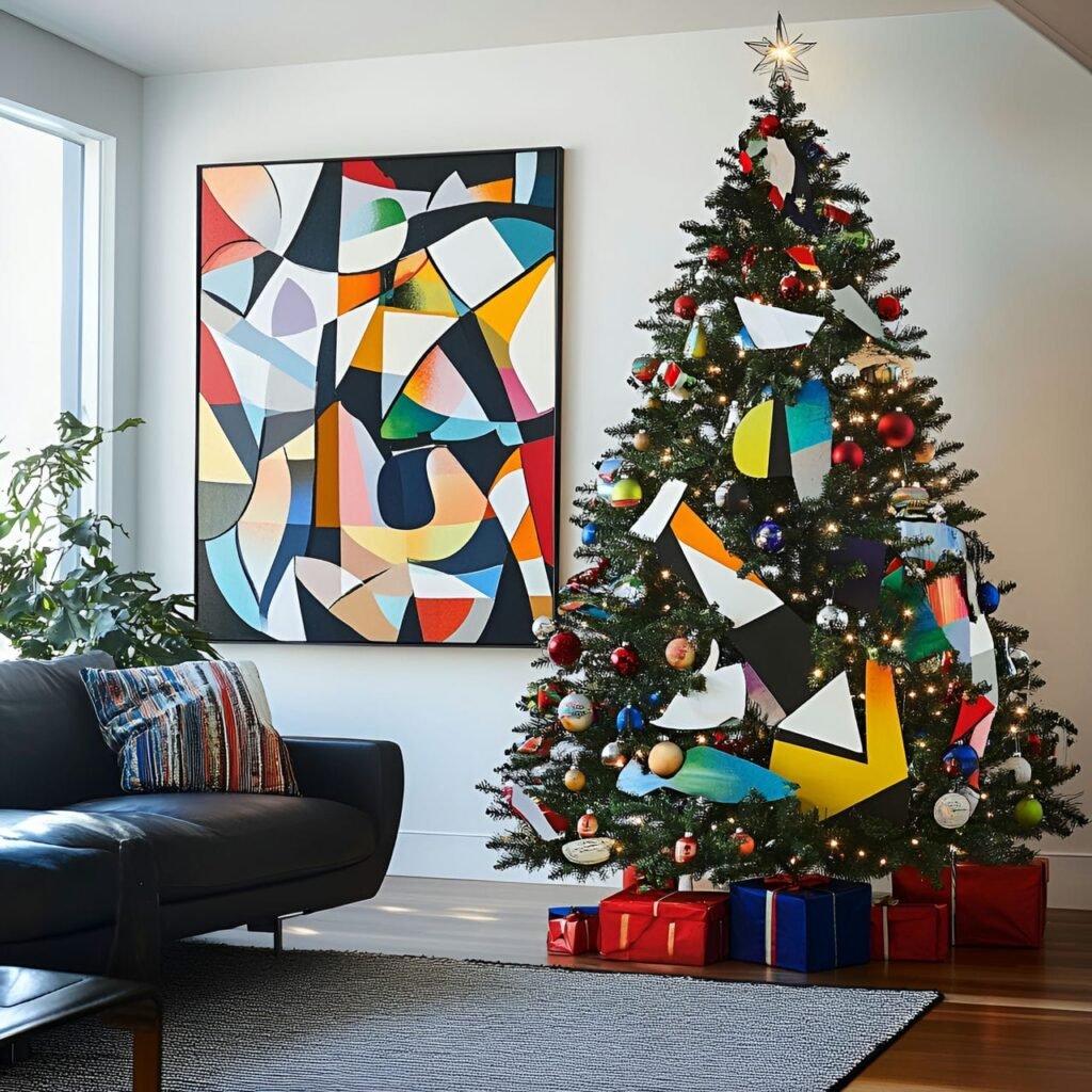 18. Art Lover’s Christmas Tree: A Creative and Colorful Holiday Masterpiece