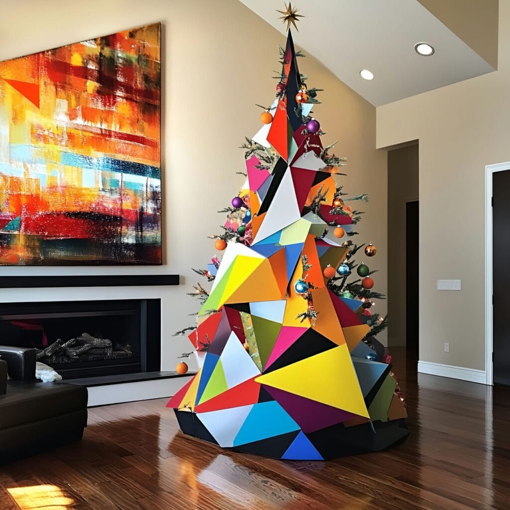 18. Art Lover’s Christmas Tree: A Creative and Colorful Holiday Masterpiece