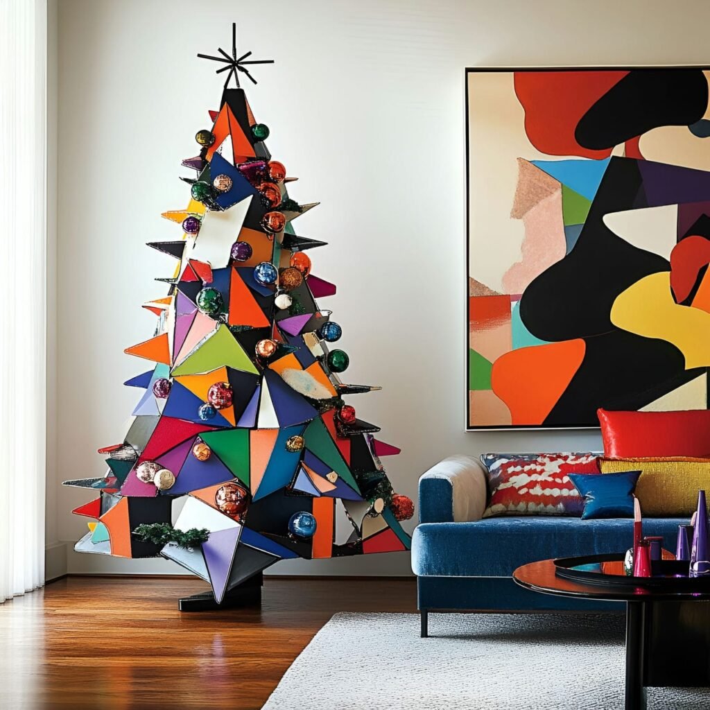 18. Art Lover’s Christmas Tree: A Creative and Colorful Holiday Masterpiece