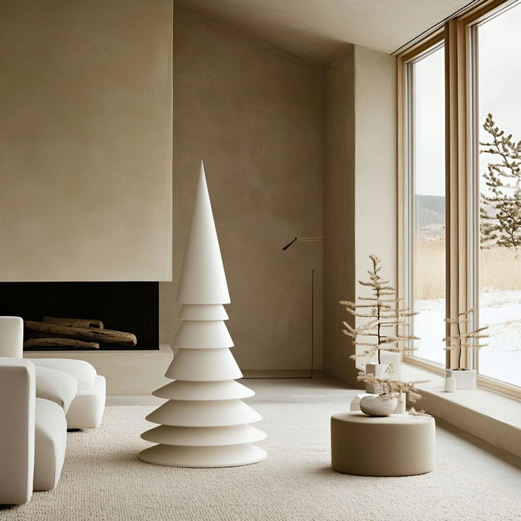 08. Modern Cone Tree with Sleek White Finish