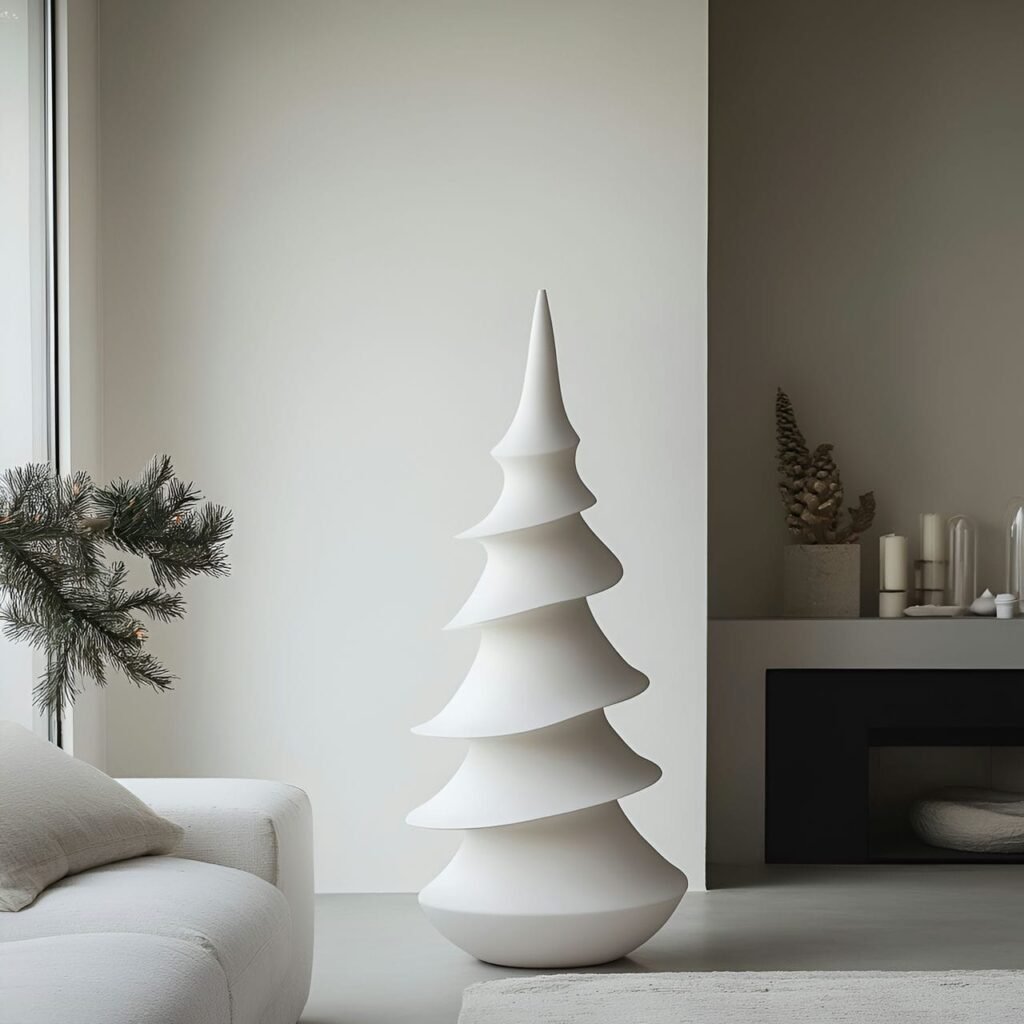 08. Modern Cone Tree with Sleek White Finish