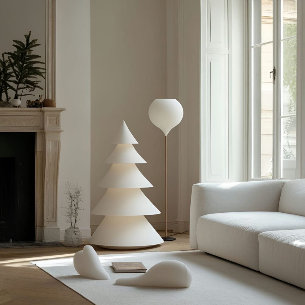 08. Modern Cone Tree with Sleek White Finish