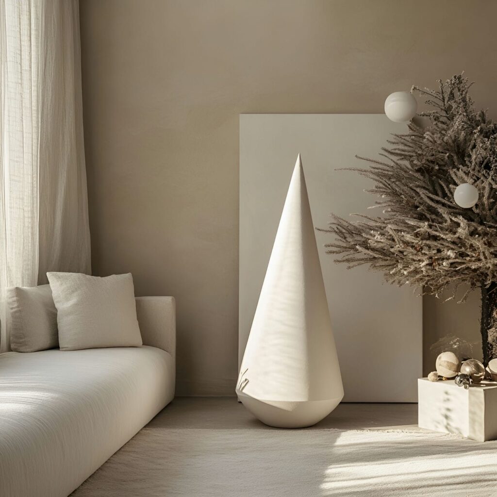 08. Modern Cone Tree with Sleek White Finish