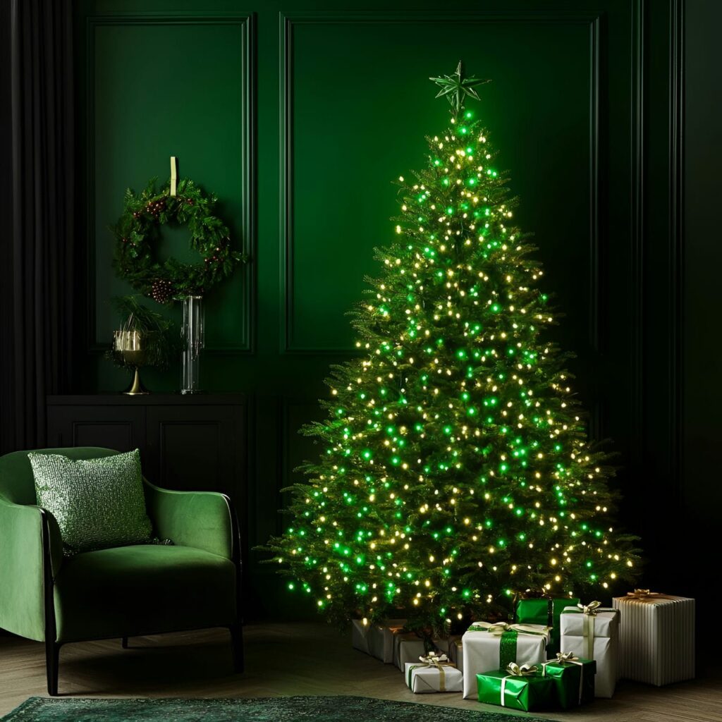 05. Modern Green LED Crisscross Christmas Tree