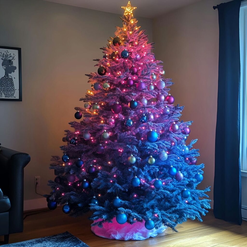 12. Multi-Colored Ombre Christmas Tree with Gradient Effect