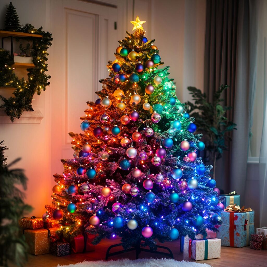 09. Multi-Colored Tree with Fairy Lights for Magical Ambience