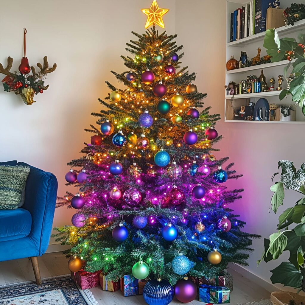 09. Multi-Colored Tree with Fairy Lights for Magical Ambience