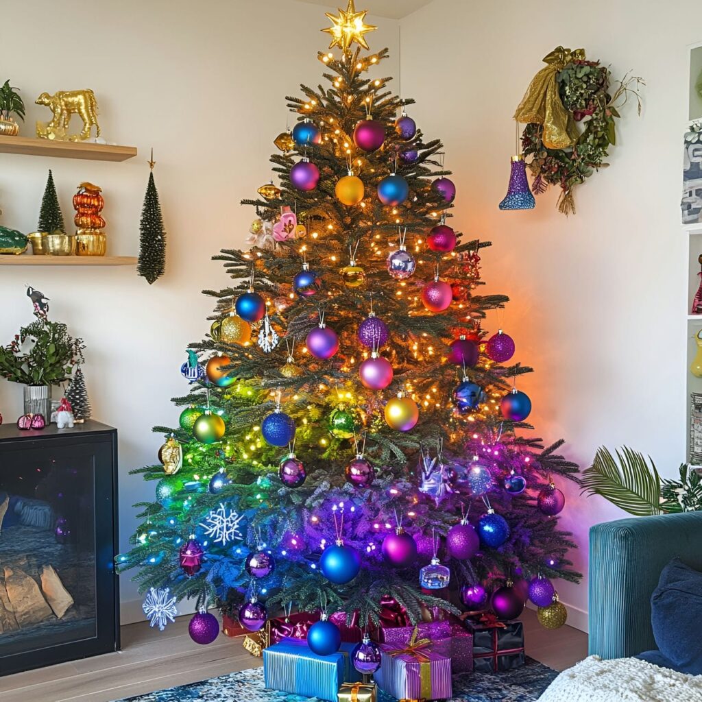 09. Multi-Colored Tree with Fairy Lights for Magical Ambience