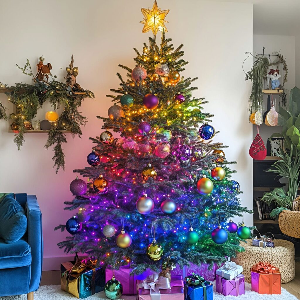 09. Multi-Colored Tree with Fairy Lights for Magical Ambience