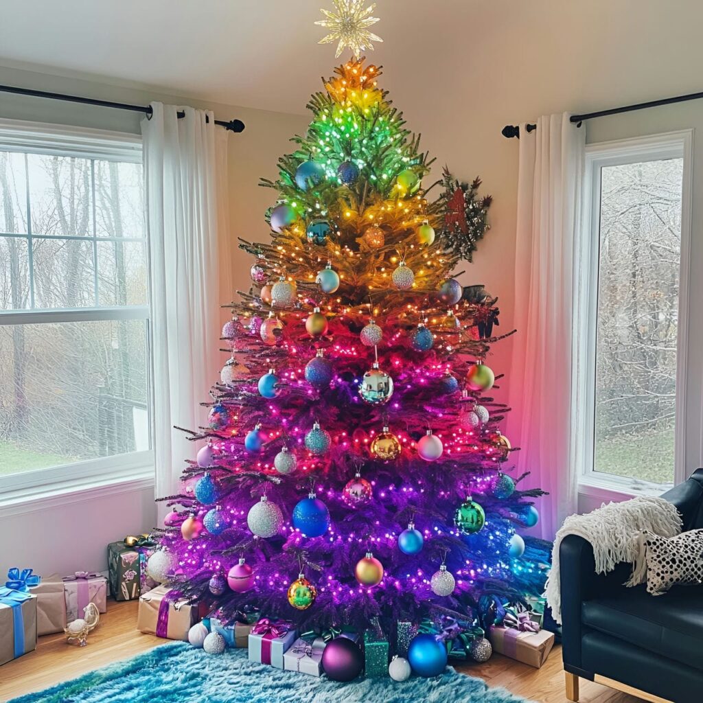 09. Multi-Colored Tree with Fairy Lights for Magical Ambience