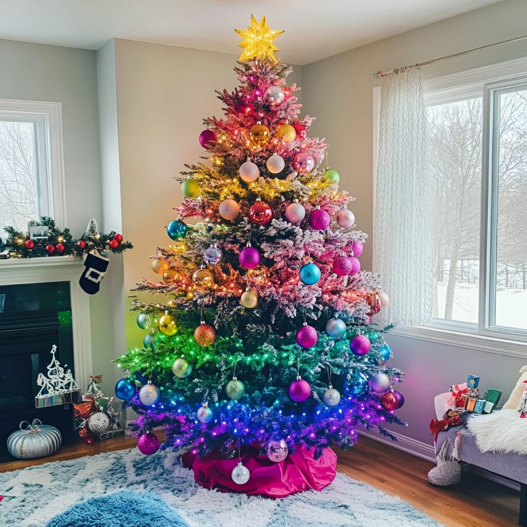 09. Multi-Colored Tree with Fairy Lights for Magical Ambience