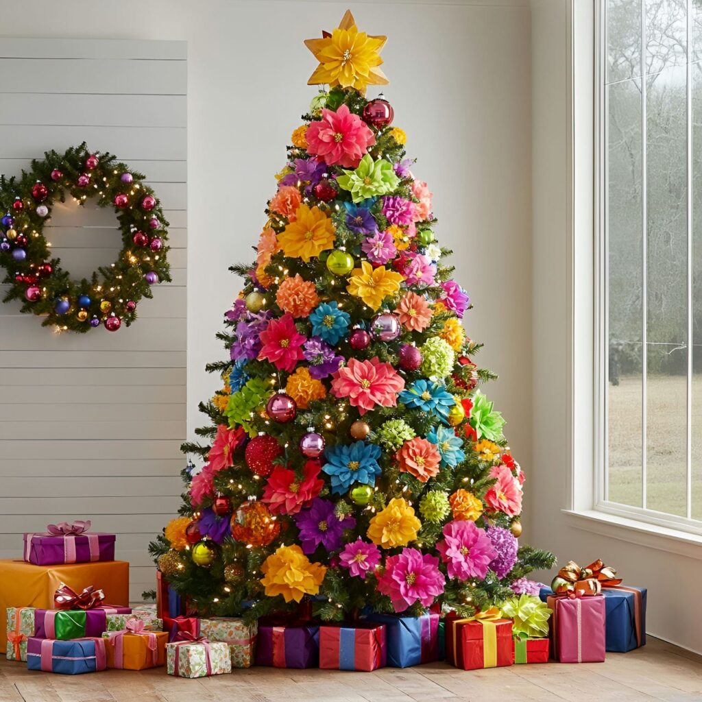 25. Multi-Colored Tree with Floral Decorations for Freshness