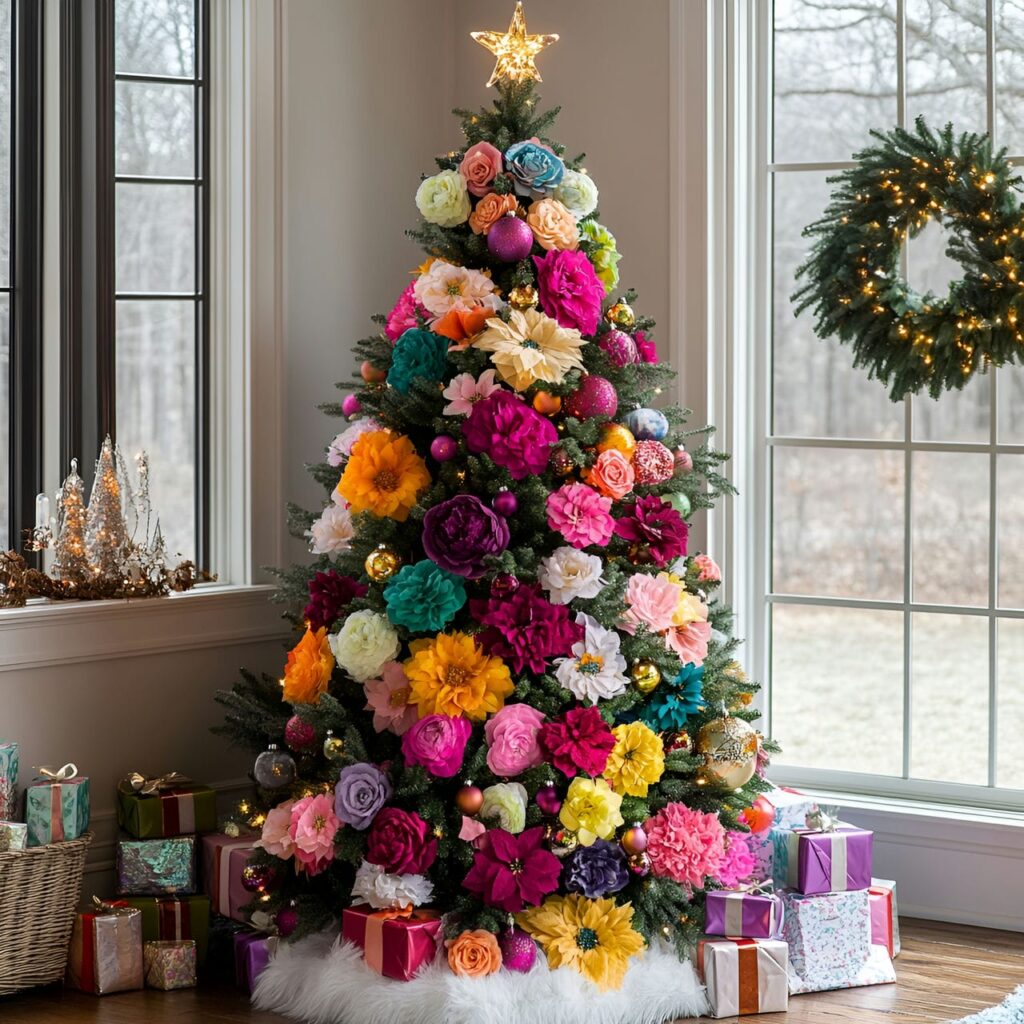 25. Multi-Colored Tree with Floral Decorations for Freshness