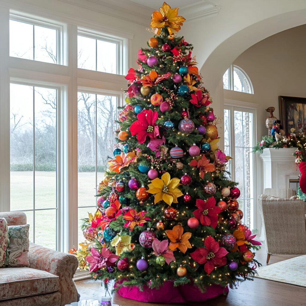 25. Multi-Colored Tree with Floral Decorations for Freshness