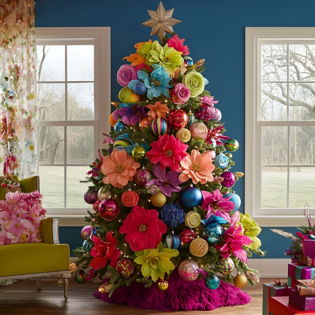 25. Multi-Colored Tree with Floral Decorations for Freshness