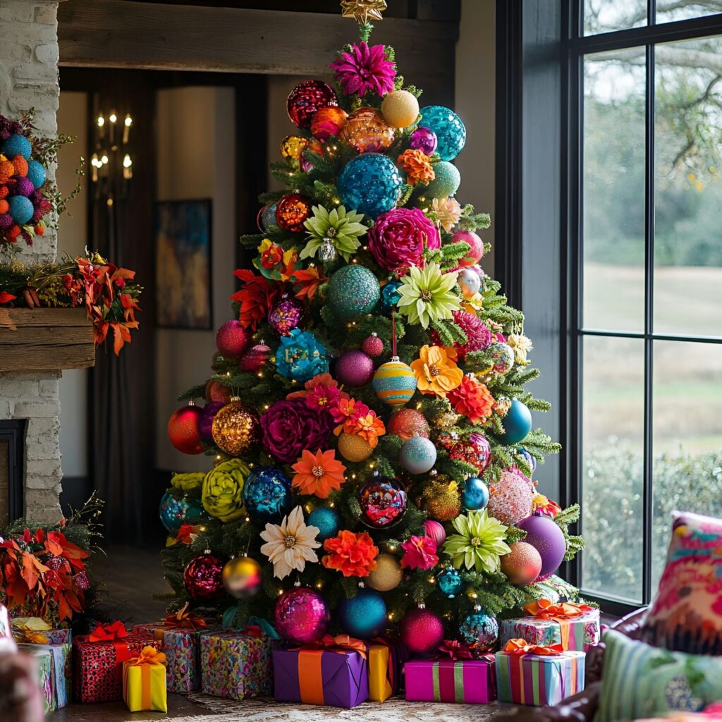 25. Multi-Colored Tree with Floral Decorations for Freshness