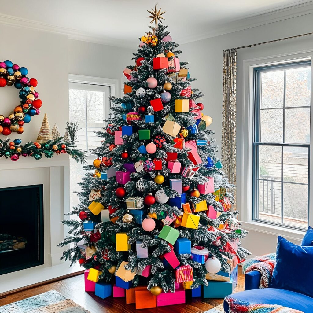 27. Multi-Colored Christmas Tree with Geometric Ornaments