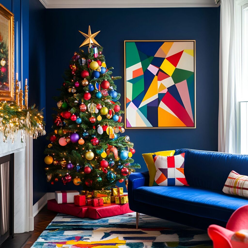 27. Multi-Colored Christmas Tree with Geometric Ornaments