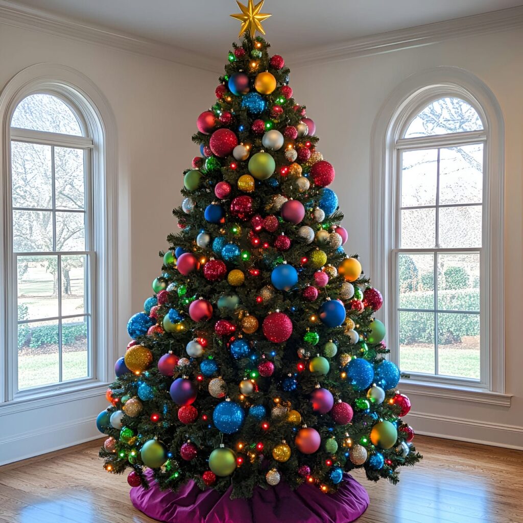 26. Multi-Colored Christmas Tree with Polka Dots for Quirky Style