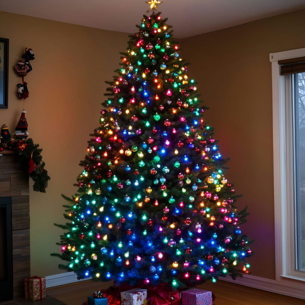 26. Multi-Colored Christmas Tree with Polka Dots for Quirky Style