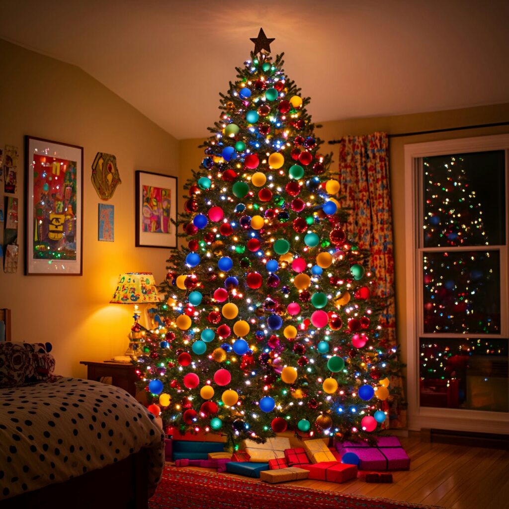 26. Multi-Colored Christmas Tree with Polka Dots for Quirky Style