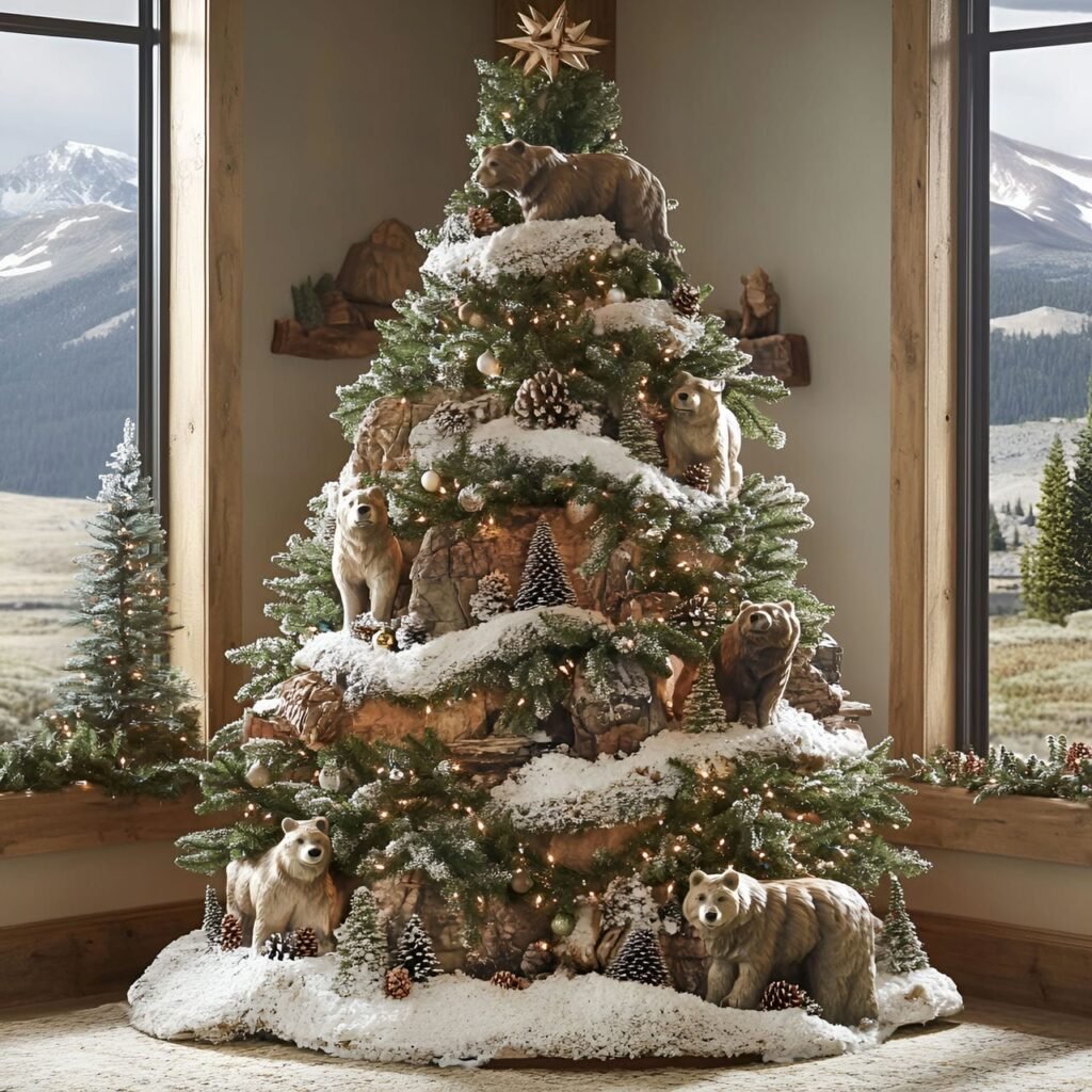 17. National Park Wildlife Tree with Bear and Mountain Ornaments