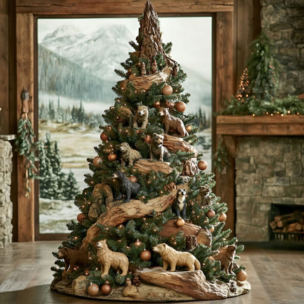 17. National Park Wildlife Tree with Bear and Mountain Ornaments