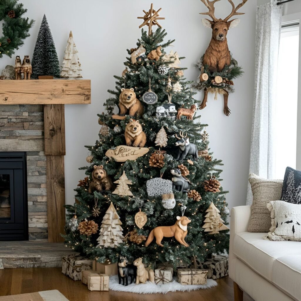 17. National Park Wildlife Tree with Bear and Mountain Ornaments