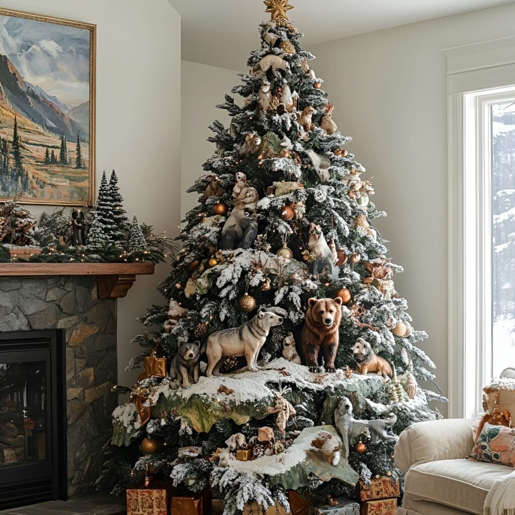 17. National Park Wildlife Tree with Bear and Mountain Ornaments