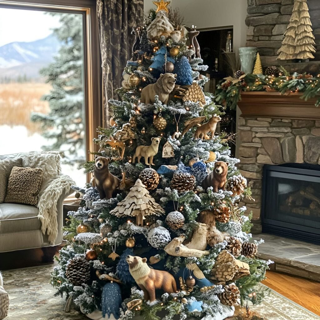 17. National Park Wildlife Tree with Bear and Mountain Ornaments