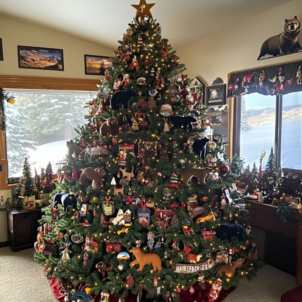 17. National Park Wildlife Tree with Bear and Mountain Ornaments