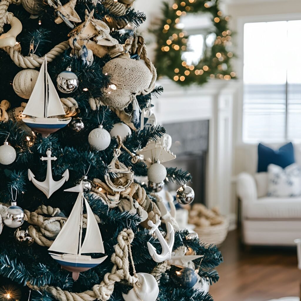 11. Beach-Themed Christmas Tree: Celebrate the Holidays with Coastal Charm