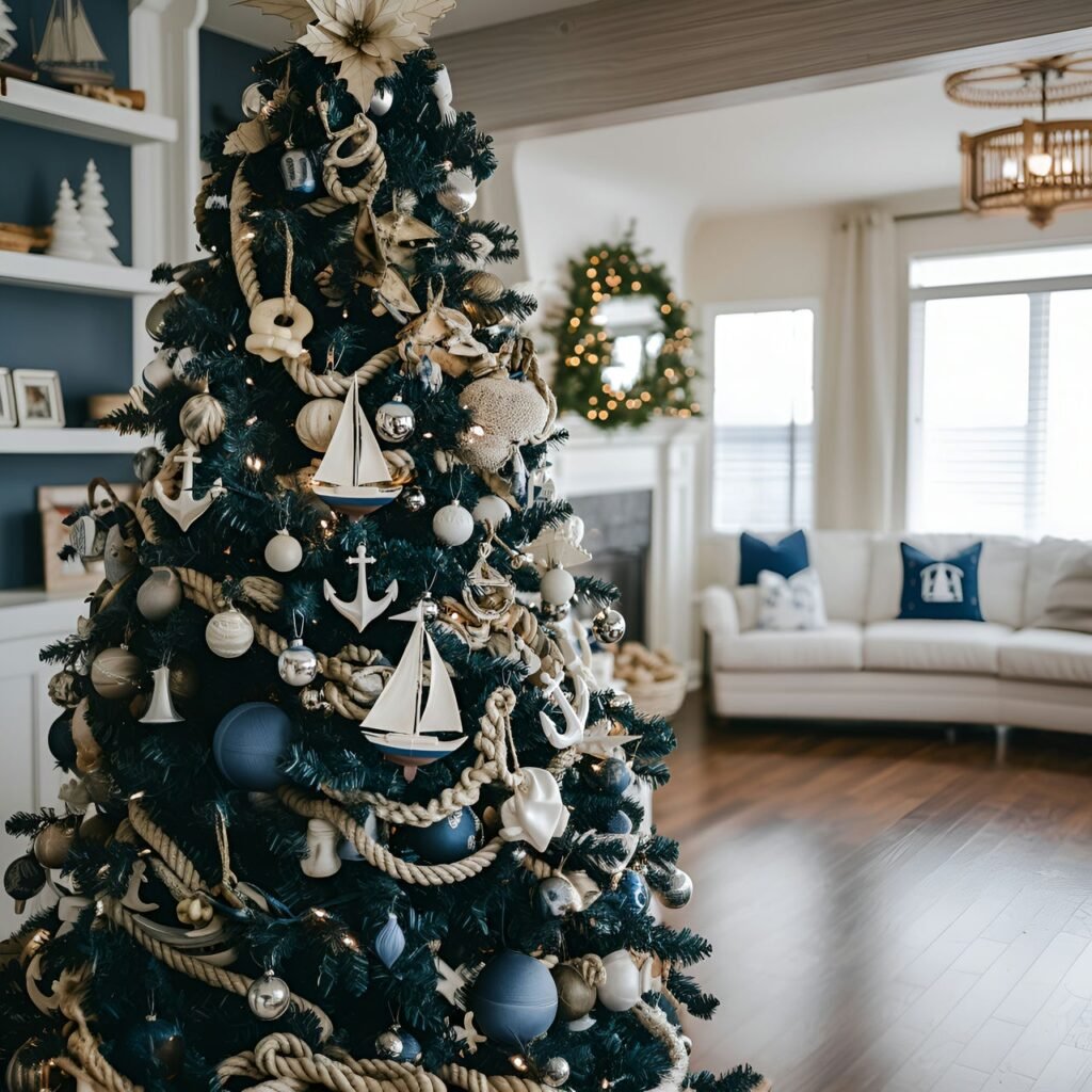 11. Beach-Themed Christmas Tree: Celebrate the Holidays with Coastal Charm