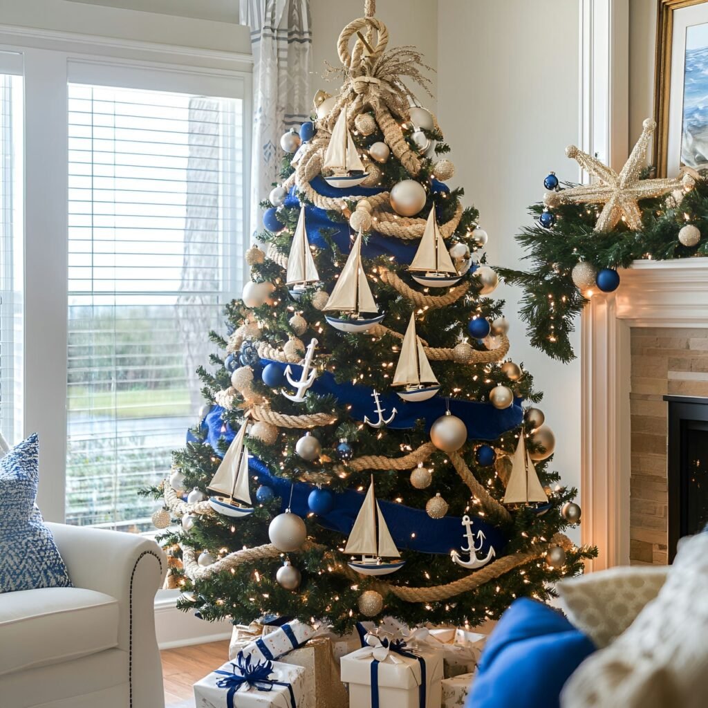 11. Beach-Themed Christmas Tree: Celebrate the Holidays with Coastal Charm